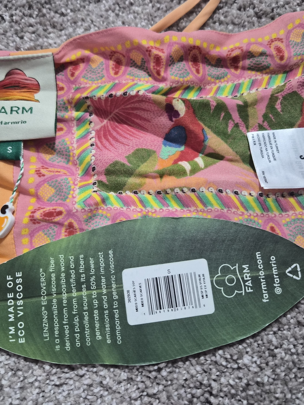 FARM Rio Pink & Yellow Printed Wrap Crop Top - Picture 5 of 7